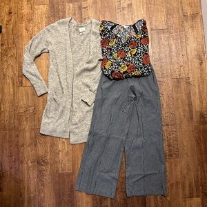 Office Wear Lot - Aritzia Wilfred Cardigan / Joe Fresh Blouse / Old Navy Pants